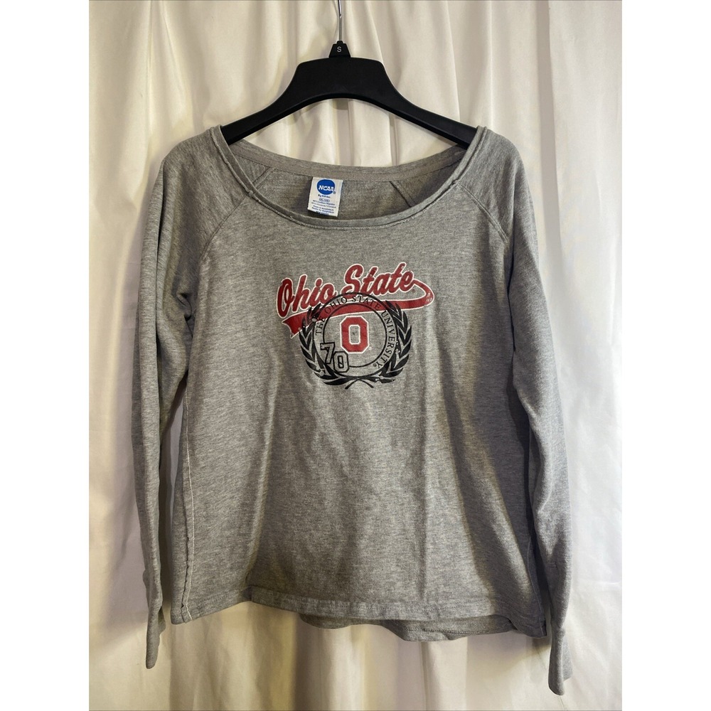 NCAA Ohio State Top Womens XL Gray Excellent Long Sleeve Scoop Neck Buckeyes